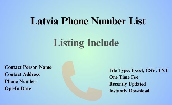 Latvia phone number list