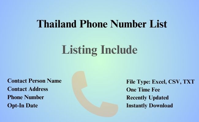 Thailand phone number list